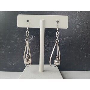 925 Sterling Silver Beaded Dangling Pierced Earrings Vintage